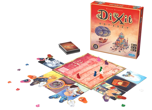 Dixit is een gezelschapsspel met geïllustreerde kaarten en een speelbord, dat spelers aanzet tot het vertellen van verhalen, het stimuleren van verbeelding en creatieve interpretatie.